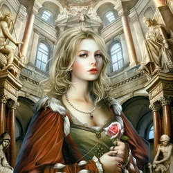 Jigsaw puzzle: Girl with a rose